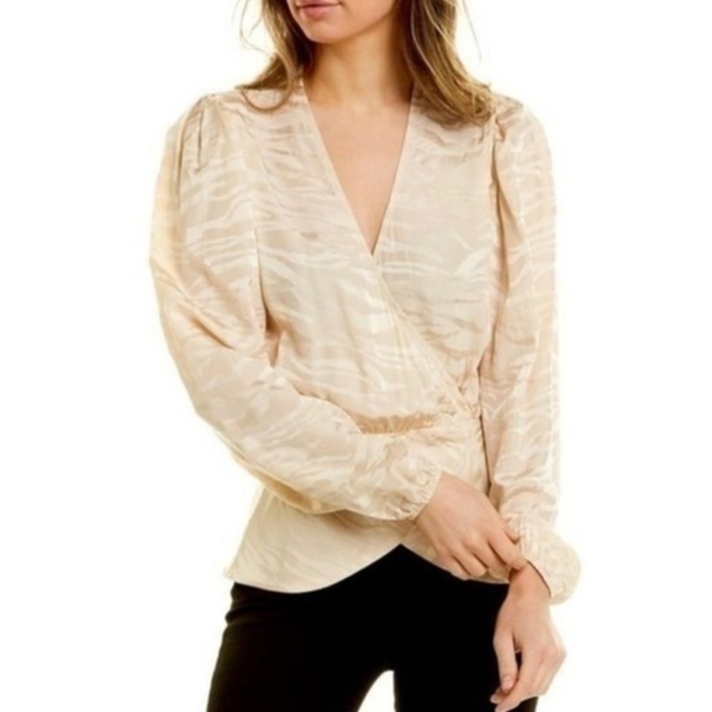 Ronny Kobo Cream Zebra Print
Wrap Blouse Sz S